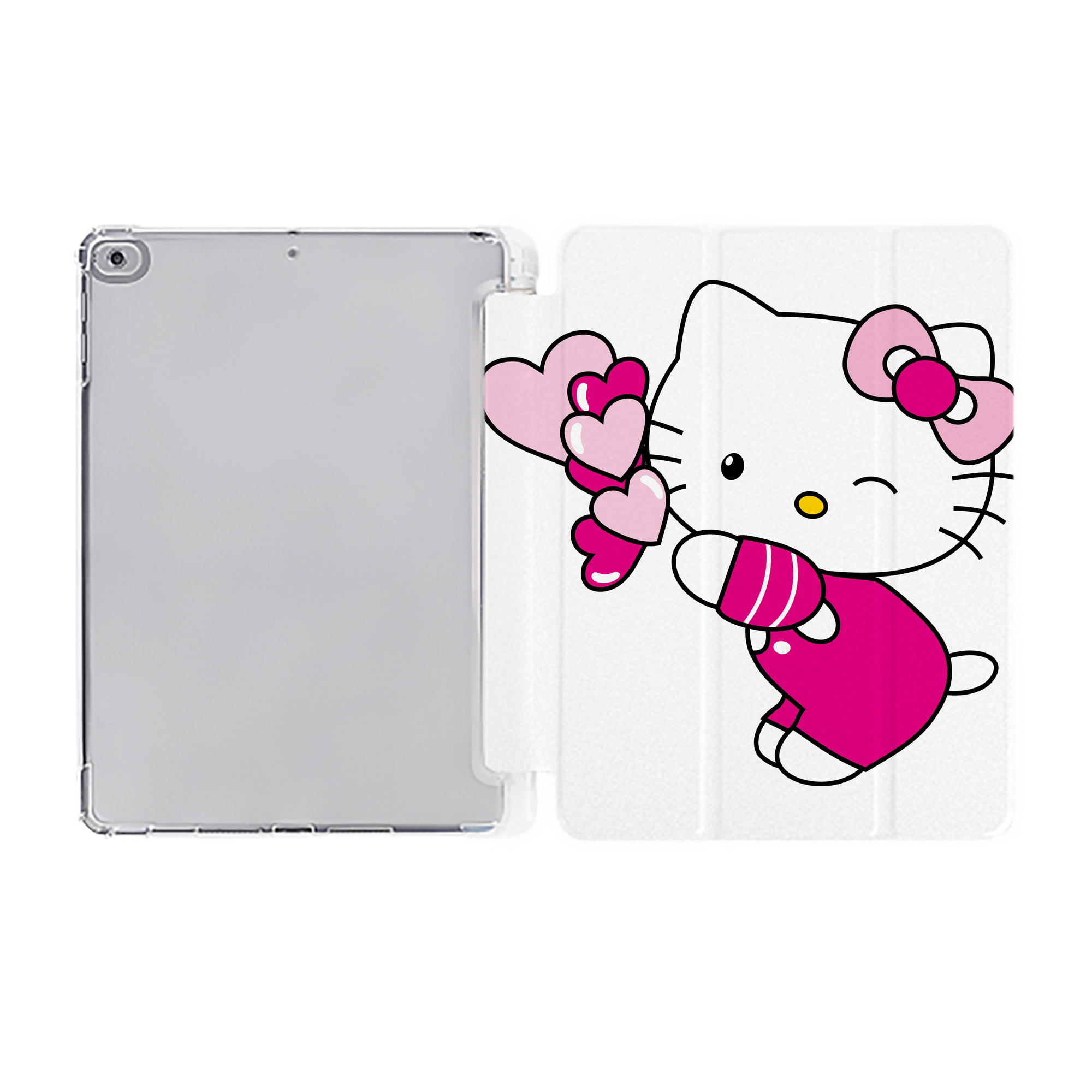 （画像用） Hello Kitty ハローキティ IPad ケース ペン収納付き 三つ折りスタンド PUレザー×シリコン 対応機種9.5/10.5/10.9インチ